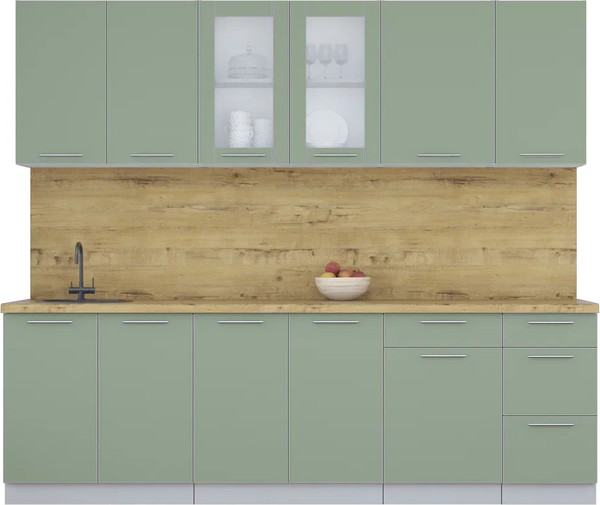 Изображение товара Кухонный гарнитур Интерлиния Мила Пластик 2.5 Б (полынь/полынь/дуб бунратти)