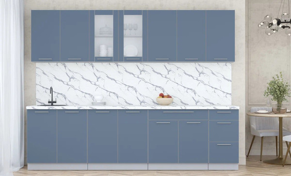 Изображение товара Кухонный гарнитур Интерлиния Мила Пластик 2.8 Б (арктический/арктический/белый гранит)