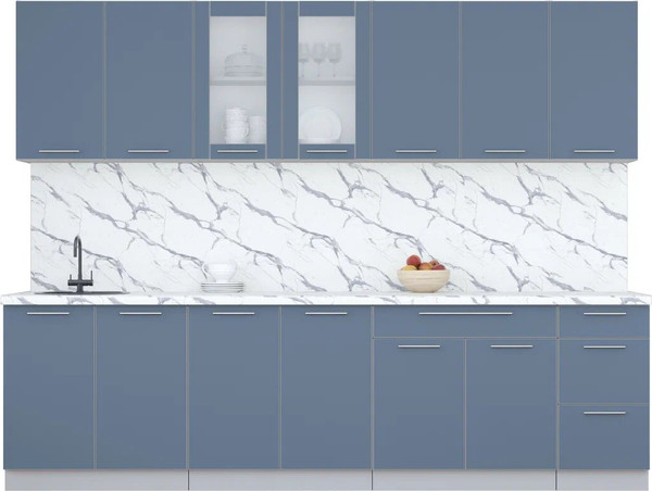 Изображение товара Кухонный гарнитур Интерлиния Мила Пластик 2.8 Б (арктический/арктический/белый гранит)