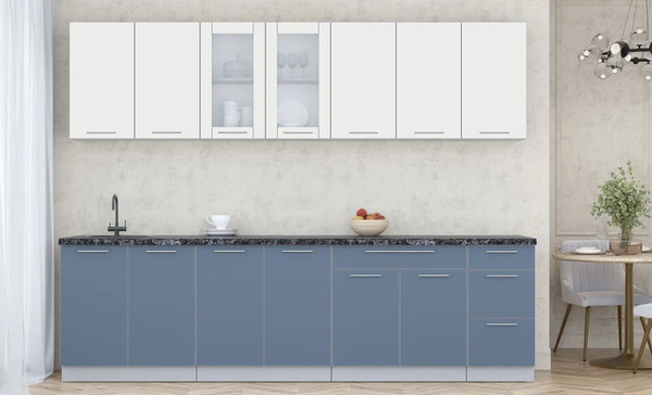 Изображение товара Кухонный гарнитур Интерлиния Мила Пластик 2.8 Б (зефирный/арктический/кастилло темный)