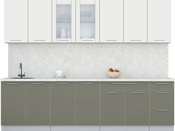 Изображение товара Кухонный гарнитур Интерлиния Мила Пластик 2.8 Б (зефирный/кварцевый/опал светлый)