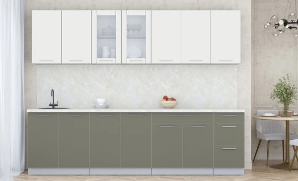 Изображение товара Кухонный гарнитур Интерлиния Мила Пластик 2.8 Б (зефирный/кварцевый/опал светлый)