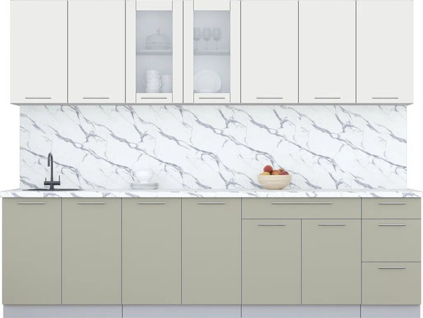 Изображение товара Кухонный гарнитур Интерлиния Мила Пластик 2.8 Б (зефирный/латте/белый гранит)