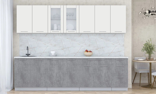 Изображение товара Кухонный гарнитур Интерлиния Мила Пластик 2.8 Б (зефирный/оксид темный/серый каспий)