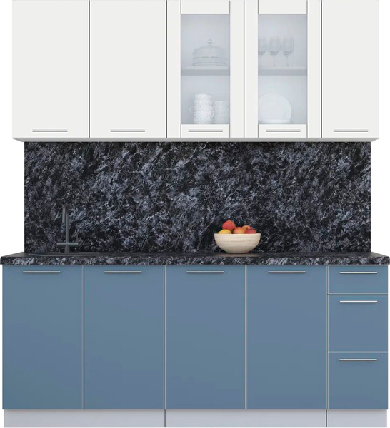 Изображение товара Кухонный гарнитур Интерлиния Мила Пластик 1.9 Б (зефирный/арктический/кастилло темный)