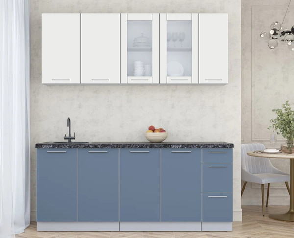 Изображение товара Кухонный гарнитур Интерлиния Мила Пластик 1.9 Б (зефирный/арктический/кастилло темный)