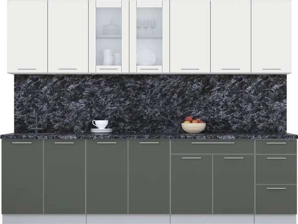 Изображение товара Кухонный гарнитур Интерлиния Мила Пластик 2.8 Б (зефирный/шторм/кастилло темный)