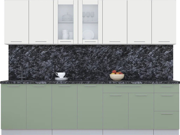 Изображение товара Кухонный гарнитур Интерлиния Мила Пластик 2.8 Б (зефирный/полынь/кастилло темный)