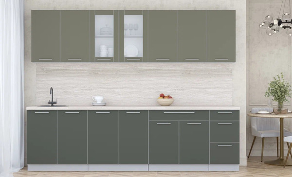 Изображение товара Кухонный гарнитур Интерлиния Мила Пластик 2.8 Б (кварцевый/шторм/травертин серый)