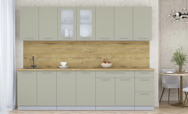 Изображение товара Кухонный гарнитур Интерлиния Мила Пластик 2.8 Б (латте/латте/дуб бунратти)