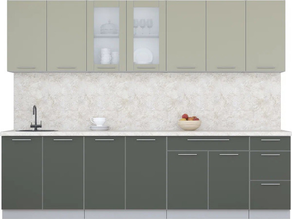 Изображение товара Кухонный гарнитур Интерлиния Мила Пластик 2.8 Б (латте/шторм/опал светлый)