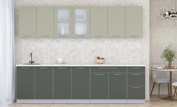 Изображение товара Кухонный гарнитур Интерлиния Мила Пластик 2.8 Б (латте/шторм/опал светлый)