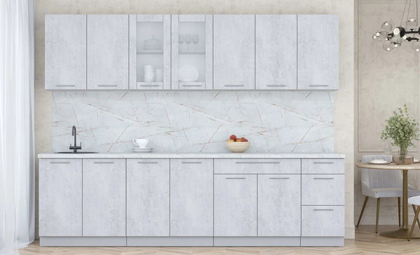 Изображение товара Кухонный гарнитур Интерлиния Мила Пластик 2.8 Б (оксид светлый/оксид светлый/серый каспий)