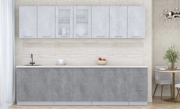 Изображение товара Кухонный гарнитур Интерлиния Мила Пластик 2.8 Б (оксид светлый/оксид темный/травертин серый)