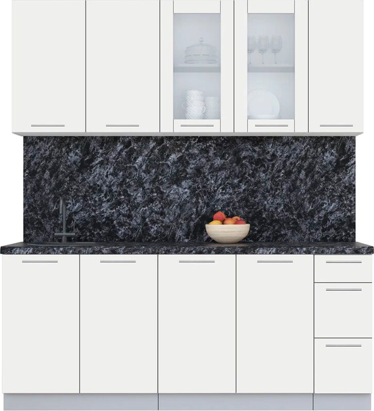 Изображение товара Кухонный гарнитур Интерлиния Мила Пластик 1.9 Б (зефирный/зефирный/кастилло темный)