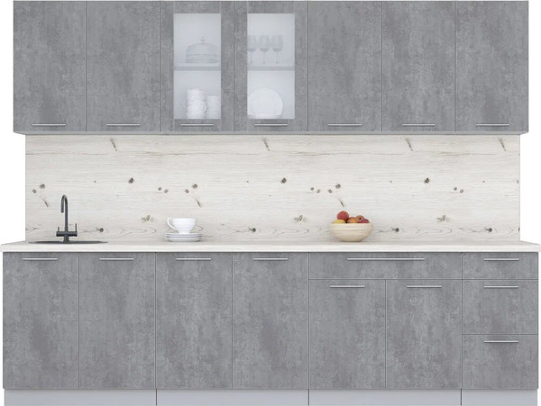 Изображение товара Кухонный гарнитур Интерлиния Мила Пластик 2.8 Б (оксид темный/оксид темный/бискайская сосна)