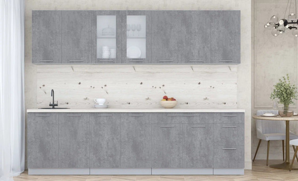 Изображение товара Кухонный гарнитур Интерлиния Мила Пластик 2.8 Б (оксид темный/оксид темный/бискайская сосна)