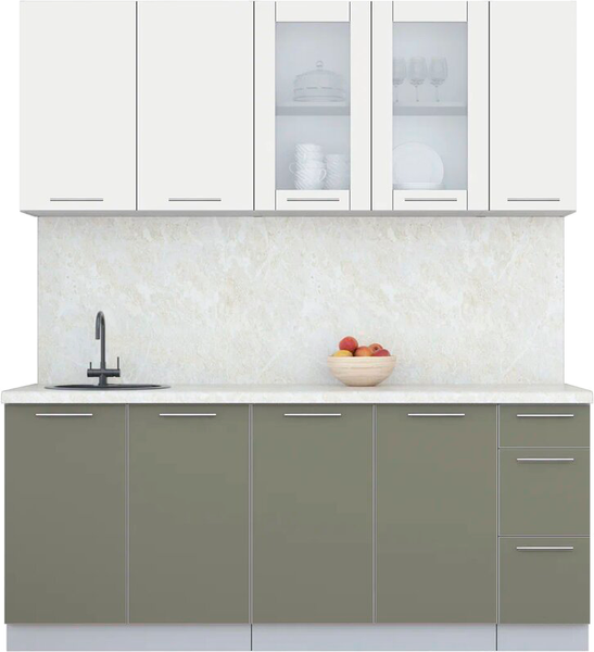 Изображение товара Кухонный гарнитур Интерлиния Мила Пластик 1.9 Б (зефирный/кварцевый/опал светлый)