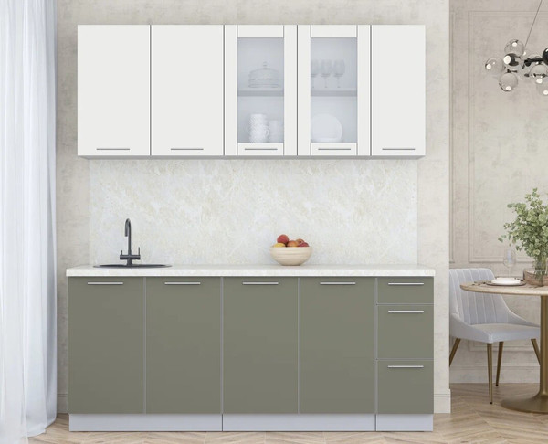 Изображение товара Кухонный гарнитур Интерлиния Мила Пластик 1.9 Б (зефирный/кварцевый/опал светлый)