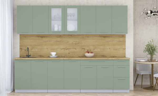 Изображение товара Кухонный гарнитур Интерлиния Мила Пластик 2.8 Б (полынь/полынь/дуб бунратти)