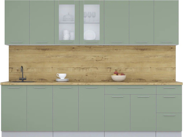 Изображение товара Кухонный гарнитур Интерлиния Мила Пластик 2.8 Б (полынь/полынь/дуб бунратти)