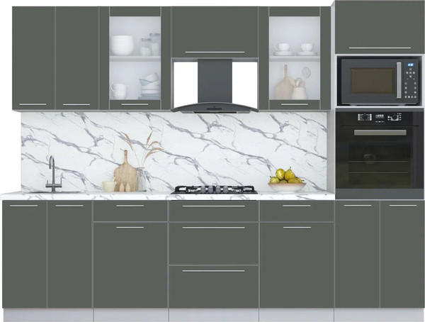 Изображение товара Кухонный гарнитур Интерлиния Мила Пластик 2.8 Б (шторм/шторм/белый гранит)