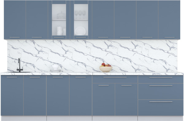 Изображение товара Кухонный гарнитур Интерлиния Мила Пластик 3.2 Б (арктический/арктический/белый гранит)