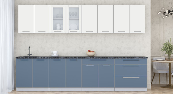 Изображение товара Кухонный гарнитур Интерлиния Мила Пластик 3.2 Б (зефирный/арктический/кастилло темный)