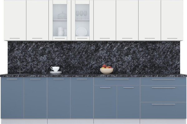 Изображение товара Кухонный гарнитур Интерлиния Мила Пластик 3.2 Б (зефирный/арктический/кастилло темный)