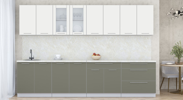 Изображение товара Кухонный гарнитур Интерлиния Мила Пластик 3.2 Б (зефирный/кварцевый/опал светлый)