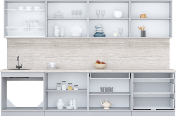 Изображение товара Кухонный гарнитур Интерлиния Мила Пластик 3.2 Б (зефирный/шторм/кастилло темный)