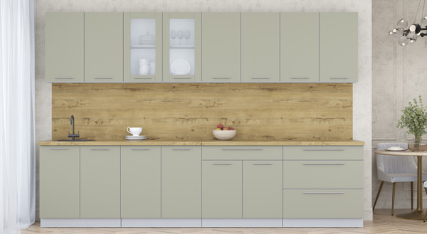 Изображение товара Кухонный гарнитур Интерлиния Мила Пластик 3.2 Б (латте/латте/дуб бунратти)