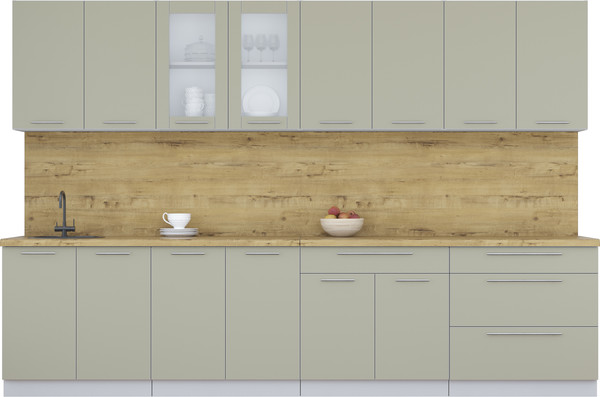 Изображение товара Кухонный гарнитур Интерлиния Мила Пластик 3.2 Б (латте/латте/дуб бунратти)