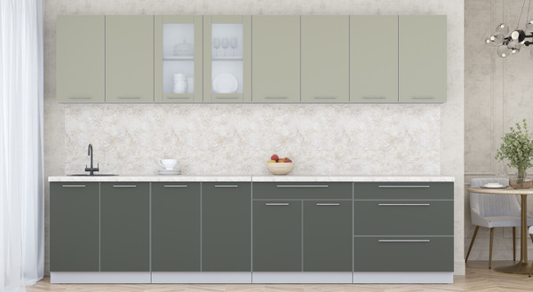 Изображение товара Кухонный гарнитур Интерлиния Мила Пластик 3.2 Б (латте/шторм/опал светлый)