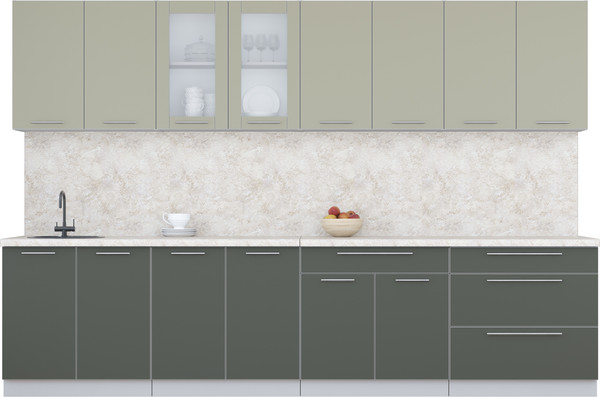Изображение товара Кухонный гарнитур Интерлиния Мила Пластик 3.2 Б (латте/шторм/опал светлый)
