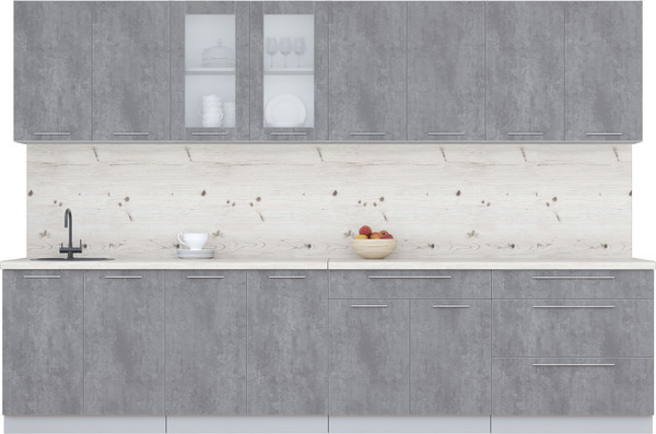 Изображение товара Кухонный гарнитур Интерлиния Мила Пластик 3.2 Б (оксид темный/оксид темный/бискайская сосна)