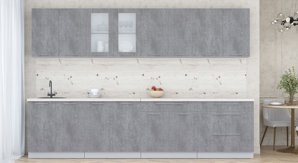 Изображение товара Кухонный гарнитур Интерлиния Мила Пластик 3.2 Б (оксид темный/оксид темный/бискайская сосна)