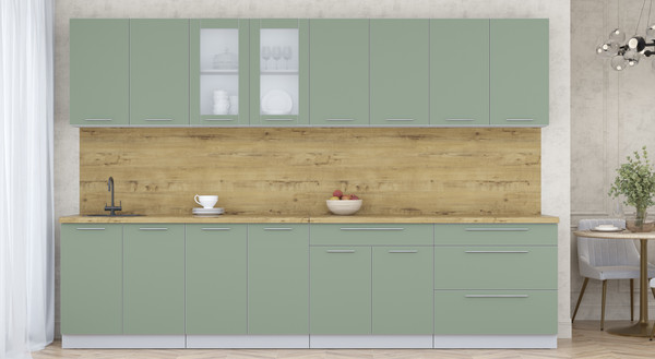 Изображение товара Кухонный гарнитур Интерлиния Мила Пластик 3.2 Б (полынь/полынь/дуб бунратти)