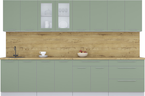 Изображение товара Кухонный гарнитур Интерлиния Мила Пластик 3.2 Б (полынь/полынь/дуб бунратти)