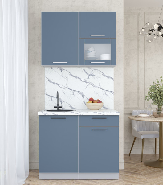 Изображение товара Кухонный гарнитур Интерлиния Мила Пластик 1.0 В (арктический/арктический/белый гранит)