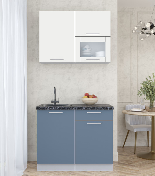 Изображение товара Кухонный гарнитур Интерлиния Мила Пластик 1.0 В (зефирный/арктический/кастилло темный)