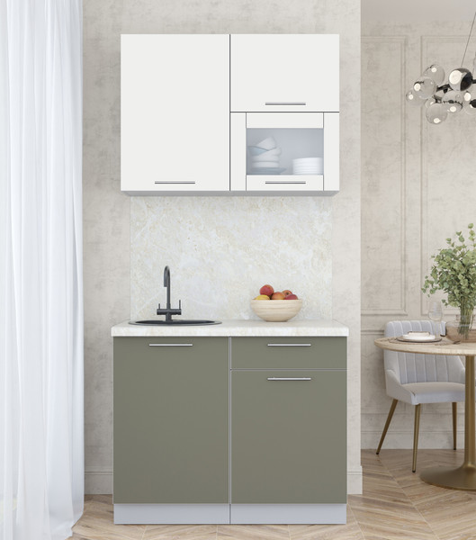 Изображение товара Кухонный гарнитур Интерлиния Мила Пластик 1.0 В (зефирный/кварцевый/опал светлый)