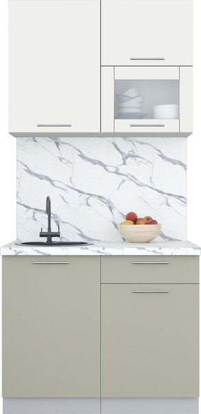 Изображение товара Кухонный гарнитур Интерлиния Мила Пластик 1.0 В (зефирный/латте/белый гранит)