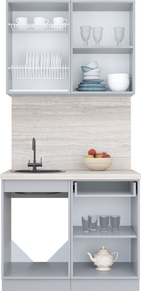 Изображение товара Кухонный гарнитур Интерлиния Мила Пластик 1.0 В (зефирный/оксид темный/серый каспий)