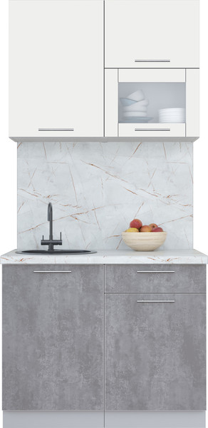 Изображение товара Кухонный гарнитур Интерлиния Мила Пластик 1.0 В (зефирный/оксид темный/серый каспий)