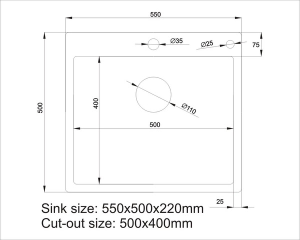 Изображение товара Мойка кухонная Asteria A5550NB-D1 (черный декор)
