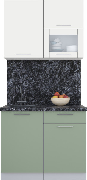 Изображение товара Кухонный гарнитур Интерлиния Мила Пластик 1.0 В (зефирный/полынь/кастилло темный)