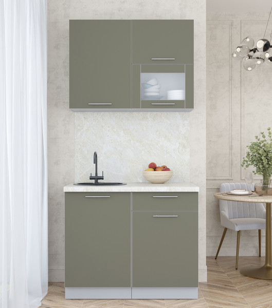 Изображение товара Кухонный гарнитур Интерлиния Мила Пластик 1.0 В (кварцевый/кварцевый/опал светлый)