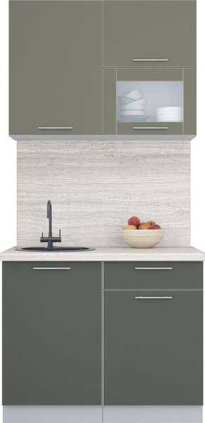 Изображение товара Кухонный гарнитур Интерлиния Мила Пластик 1.0 В (кварцевый/шторм/травертин серый)