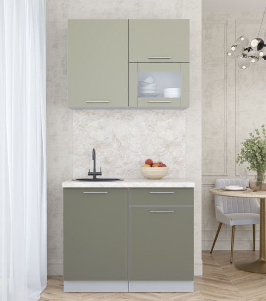 Изображение товара Кухонный гарнитур Интерлиния Мила Пластик 1.0 В (латте/кварцевый/опал светлый)